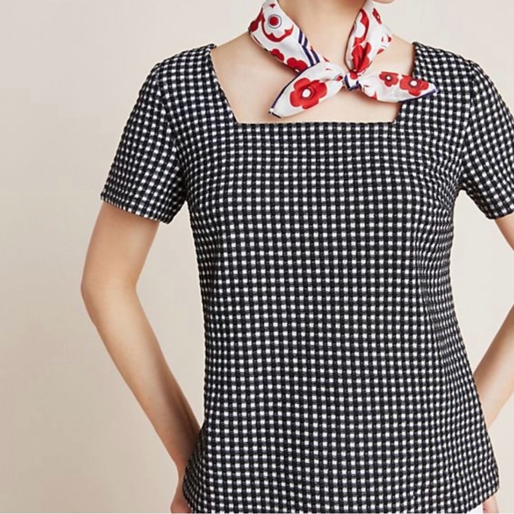 ANTHROPOLOGIE: Gingham Checkered Top XL